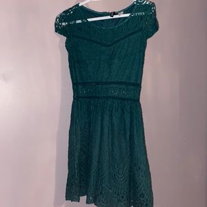 Divided Green lace , sheer panel dress